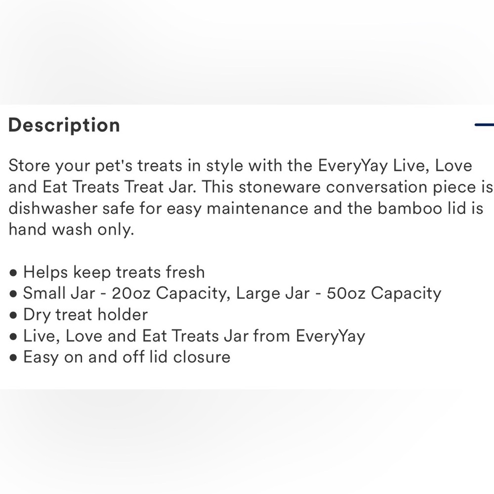 White Ceramic Treat Canister with Bamboo Lid - 'Live, Love + Eat Treats' - Picture 6 of 6